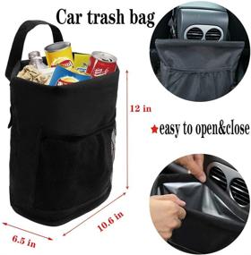 img 3 attached to Reusable Waterproof Car Trash Can with Adjustable Cord, Storage Pocket & Leakproof Lining - Hanging Garbage Bin for Vehicle, Boat, and More