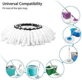 img 2 attached to 🧹 Universal 5-Pack Microfiber Replacement Mop Heads for 360 Spin Magic Mopping - White Round Shape Standard Size