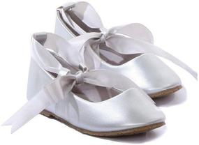 img 2 attached to Cinderella Girls' Ballerina Ribbon Rubber Shoes: Comfort & Style Combined