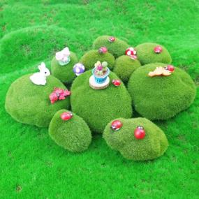 img 1 attached to 🌿 12-Piece Assorted Artificial Moss Rocks for Floral Arrangements, Fairy Gardens, Terrariums, and Crafting – Decorative Faux Stones for Enhanced Landscapes