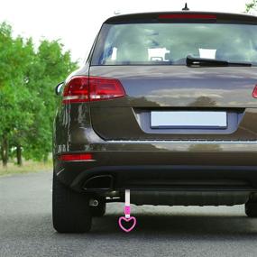 img 1 attached to 💗 Pink Heart-Shaped Tsurikawa Handle: 6-Piece Rear Bumper Warning Rings for Car SUV Track Bus - Decorate Your Vehicle Inside and Out