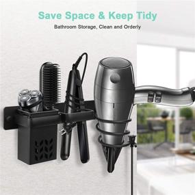 img 3 attached to 💇 AXUAN Hair Dryer Holder Wall Mounted: Stylish Organizer for Blow Dryer, Hair Straighteners with Plug Hook & Cup – Space Saving Storage Bracket for Bathroom Hair Styling Care Tools