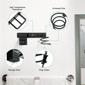 img 1 attached to 💇 AXUAN Hair Dryer Holder Wall Mounted: Stylish Organizer for Blow Dryer, Hair Straighteners with Plug Hook & Cup – Space Saving Storage Bracket for Bathroom Hair Styling Care Tools