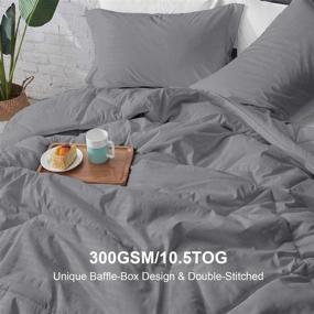img 3 attached to 🛌 Hansleep Comforter Set - Embossed Bedding Set Ultra Soft & Breathable with Down Alternative Duvet Insert and Pillow Sham, Machine Washable - Grey, Full/Queen Size 90x90”