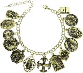 img 4 attached to RechicGu Catholic Religious Church Medals Cross Chain Cuff Bracelet: A Bangle Charm for Inspirational Bible Jesus Saints Prayer