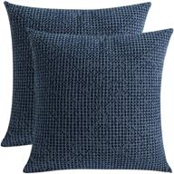 🔵 navy blue cocoploceus waffle weave euro shams - set of 2 decorative cotton square pillowcase covers 26"x26" for couch sofa bedroom car - large soft comfort logo