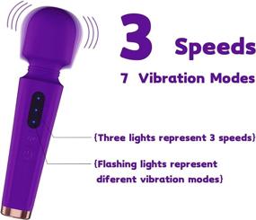 img 3 attached to Rechargeable Purple Handheld Wand Massager - Gephonsi 3 Speeds 7 Modes Cordless Massager with LED Lighting Flash for Shoulder, Neck, and Back Relief