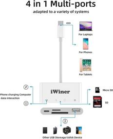 img 3 attached to 🔌 iWiner 4 в 1 USB C кард-ридер для SD карт - совместим с Thunderbolt 3 для MacBook Pro/Air, iMac, iPad Pro, Android - поддерживает TF/SD/Micro SD/SDXC/SDHC/MMC/RS-MMC/Micro SDXC