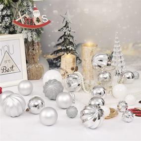 img 1 attached to 🎄 87-Piece Shatterproof Christmas Ball Ornaments Set, Silver – Tree Decorations for Xmas Décor, Holiday Wedding Party – Includes Hand-held Gift Package