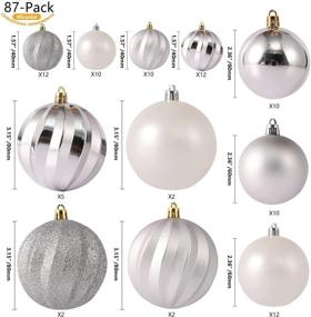img 2 attached to 🎄 87-Piece Shatterproof Christmas Ball Ornaments Set, Silver – Tree Decorations for Xmas Décor, Holiday Wedding Party – Includes Hand-held Gift Package