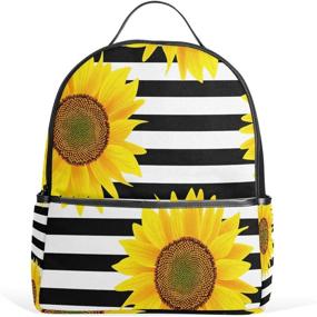 img 4 attached to 🌻 Striped Polyester Sunflower School Backpack