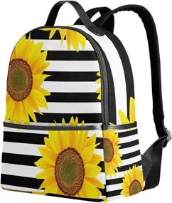 img 3 attached to 🌻 Striped Polyester Sunflower School Backpack