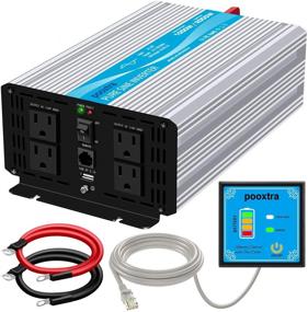 img 4 attached to ⚡️ 1000W Чистый синусоидальный преобразователь питания, 24V в 110V с 4 розетками переменного тока, портом USB 2.1A, пультом дистанционного управления - Идеально подходит для автодомов, грузовиков, лодок и экстренных ситуаций.