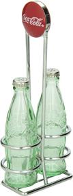 img 1 attached to 🥤 Coca-Cola Salt and Pepper Shaker Set with Chrome Plated Metal Rack - An Iconic Addition to Any Table