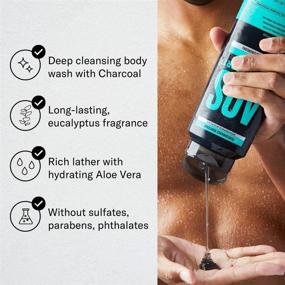 img 2 attached to 🚿 Art of Sport Activated Charcoal Body Wash for Men (2-Pack) - Victory Scent - Cool Eucalyptus Fragrance - Natural Botanicals Tea Tree Oil, Aloe Vera - Intensely Moisturizing - Sulfate Free - 16 fl oz: Ultimate Cleansing and Refreshment for Men