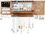 🪑 rustic wooden wall mounted jewelry organizer - holds necklaces, bracelets, earrings, studs, and rings - by allinside логотип