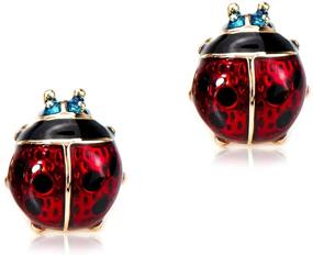 img 4 attached to 🐞 Stylish Hypoallergenic 18K Rose Gold Plated Red Ladybug Stud Earrings for Women & Girls: A Perfect Accessory for Allergic Beauties!