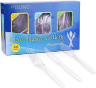 🍽️ fuling 300-piece clear plastic cutlery set - disposable heavyweight utensils (100 forks, 100 spoons, 100 knives) - reusable silverware for parties and events logo