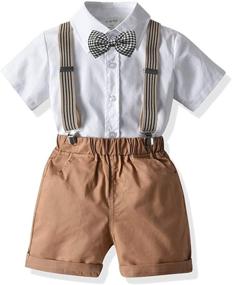 img 4 attached to Gentleman Outfit Toddler Suspender White B Boys' Clothing