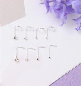 img 1 attached to Sllaiss 925 Sterling Silver L Shaped Nose Rings Set: Hypoallergenic Nose Piercing Jewelry for Women and Men - 8Pcs 22G Crook Nose Rings with Screw Studs (1.5mm, 2mm, 2.5mm, 3mm)