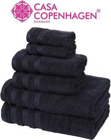 img 3 attached to Casa Copenhagen Luxury Hotel & Spa Quality, 600 GSM Egyptian Cotton 6-Piece Turkish Towel Set - Dark Black