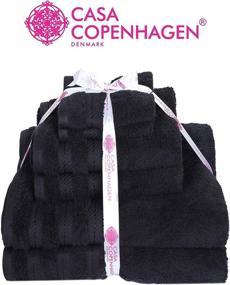 img 2 attached to Casa Copenhagen Luxury Hotel & Spa Quality, 600 GSM Egyptian Cotton 6-Piece Turkish Towel Set - Dark Black