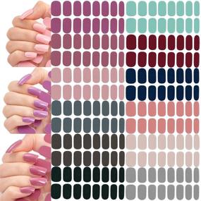 img 4 attached to NAILDOKI Nail Stickers - 12 Sheets with 16 Pieces Each - Full Wraps Nail Polish Strips, Self-Adhesive Gel Nail Art Decals for Women and Girls