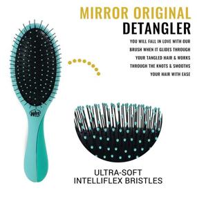 img 3 attached to 💦 Щетка для волос Wet Brush с зеркалом Original Detangler в цвете индиго – эксклюзивные ультра-мягкие щетинки из интеллигентного материала IntelliFlex для бережной расчёски и снижения повреждения волос – подходит для женщин и мужчин, волос влажных и сухих типов