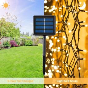 img 3 attached to Enhance Your Outdoor Ambiance with 72 Ft 200 LED Solar String Lights: USB Rechargeable, 8 Modes, Warm White Fairy Twinkle String Lights for Home, Garden, Patio, Yard, Wedding, Party