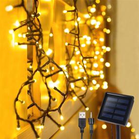 img 4 attached to Enhance Your Outdoor Ambiance with 72 Ft 200 LED Solar String Lights: USB Rechargeable, 8 Modes, Warm White Fairy Twinkle String Lights for Home, Garden, Patio, Yard, Wedding, Party