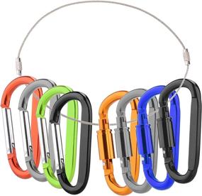 img 3 attached to 🔑 3-Inch Carabiner Keychain Clip - Pack of 8 with Stainless Steel Wire Cables