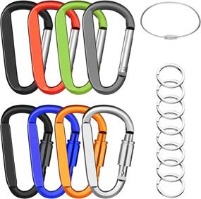 img 1 attached to 🔑 3-Inch Carabiner Keychain Clip - Pack of 8 with Stainless Steel Wire Cables