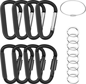 img 4 attached to 🔑 3-Inch Carabiner Keychain Clip - Pack of 8 with Stainless Steel Wire Cables