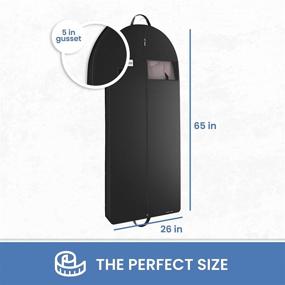 img 3 attached to 👔 Premium Black Garment Bag for Travel and Storage - Breathable, 26" x 65" x 5" with Zipper and Eye-Hole - Perfect for Suits, Tuxedos, Dresses, and Coats - Convenient Carry handles and Foldable Design