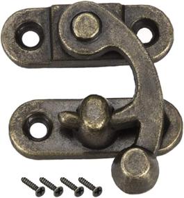 img 4 attached to 🔒 Vintage Lock Clasp Hook Hasp - Antique Swing Arm Latch, Plated Bronze (2 Pcs) - 33mm x 28mm - with Screws