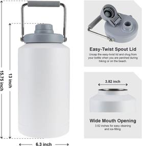 img 1 attached to 🥤 Tahoe Trails 1 Gallon Vacuum Insulated Water Bottle: Ultimate Stainless Steel Water Jug for Hot and Cold Drinks, 18/8 Food-Grade, Double Walled, WHITE