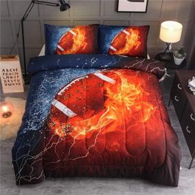 img 4 attached to NTBED Football Comforter Sets Twin for Boys Teens: 3-Piece Sports Bedding Set with Reversible Rugby Print Quilt – Includes 1 Comforter and 2 Pillowcases