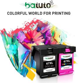 img 2 attached to 🖨️ batuto Remanufactured Inkjet for HP 67 3YM59A 3YM58A: Black Tri-Color 2 Pack - Compatible with HP Envy Pro 6452, 6455, 6458, HP DeskJet 1255, 2732, 2752, 2755, HP DeskJet Plus 4140, 4152