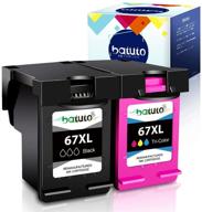 🖨️ batuto remanufactured inkjet for hp 67 3ym59a 3ym58a: black tri-color 2 pack - compatible with hp envy pro 6452, 6455, 6458, hp deskjet 1255, 2732, 2752, 2755, hp deskjet plus 4140, 4152 logo