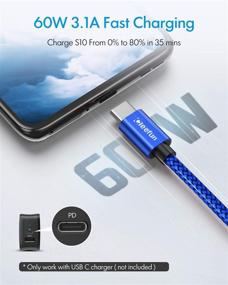 img 3 attached to 🔌 2-пакет CLEEFUN 3 футовых USB C к USB C кабелей, 60W быстрый PD зарядное устройство оплетено, совместимо с Samsung Galaxy S21 S20 S21+ Ultra Note 20 10, A71 A72 A70 A52 A51 5G, Pixel 5 4 4a 3a XL, Switch