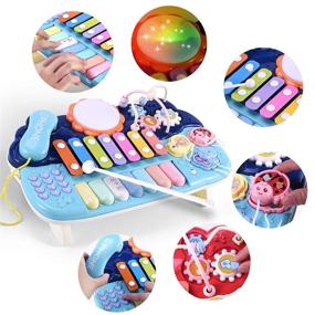 img 2 attached to 🎵 Multifunctional Baby Musical Toys Set - Kids Drum Set with Phone, Bead Maze, Gear, Xylophone, and Piano - Electronic Learning Toys for Infants and Toddlers - Perfect Birthday Gifts for Kids