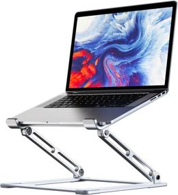 img 4 attached to 📚 Foldable Aluminum Laptop Stand for Desk – Adjustable Height, Ergonomic Laptop Riser Holder for 10-17 inch Notebooks including MacBook Pro/Air, Dell XPS, HP, Lenovo, and More