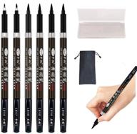 🖌️ rilanmit calligraphy pens set - brush drawing markers kits for beginners - chinese japanese pens with black ink - perfect for journaling, writing, art drawing - pack of 6 assorted sizes logo