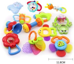 img 2 attached to 👶 WISHTIME Baby Rattles Teethers for Newborns - 11 Piece Set with Hand Development Rattle Toys and Giant Bottle - Gifts for Infants Age 0-12 Months - Ideal for Boys and Girls