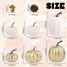 img 3 attached to White & Gold Artificial Pumpkins Decor Bulk Set - Perfect for Halloween, Thanksgiving & Fall Decorations