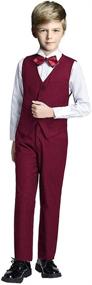 img 4 attached to Fersumm Boy Slim Fit Suit: Stylish Kids Formal Suits for Boys with Vest, Pants, and Shirt Set