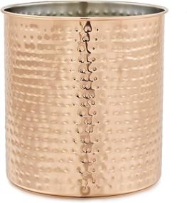 img 3 attached to 🔨 Old Dutch Jumbo Hammered Copper Utensil Holder | Stylish & Spacious 7x7x7.5" H x 7" Dia. Storage Solution