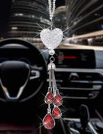 ✨ stylish bling car decorations for women - cute rearview mirror accessories with lucky crystal sun catcher (red) logo