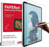 📱 ambison paper-matte glass screen protector for drawing| fits ipad air 4th gen 10.9" & ipad pro 11 | install frame & apple pencil tip | anti-fingerprint & anti-glare logo