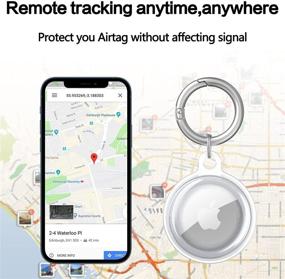 img 1 attached to 🔵 Водонепроницаемый голографический синий чехол из ТПУ для Apple AirTags 2021 – Легкий, антицарапающий защитный чехол с кольцом для ключей для поисковика AirTags